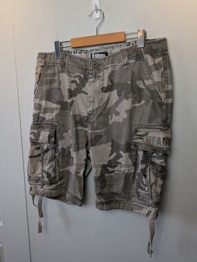 HEADRUSH Camo Cargo Men Short Size 34 100% Cotton Loose And Baggy Fit